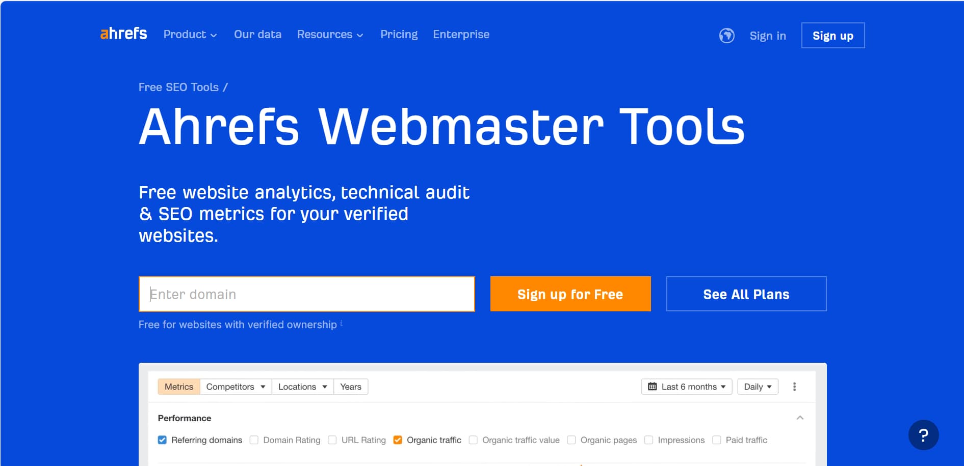 Ahrefs Webmaster Tools